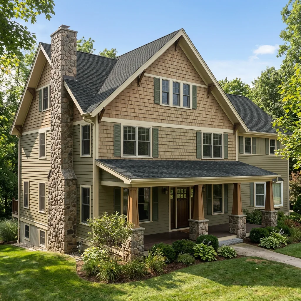 Craftsman home with Charcoal roof -- IKO Cambridge Charcoal Grey (left-34)
