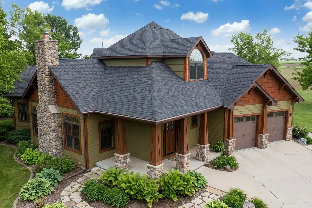 Craftsman home with Charcoal roof -- Malarkey Legacy Black Oak (left-34)