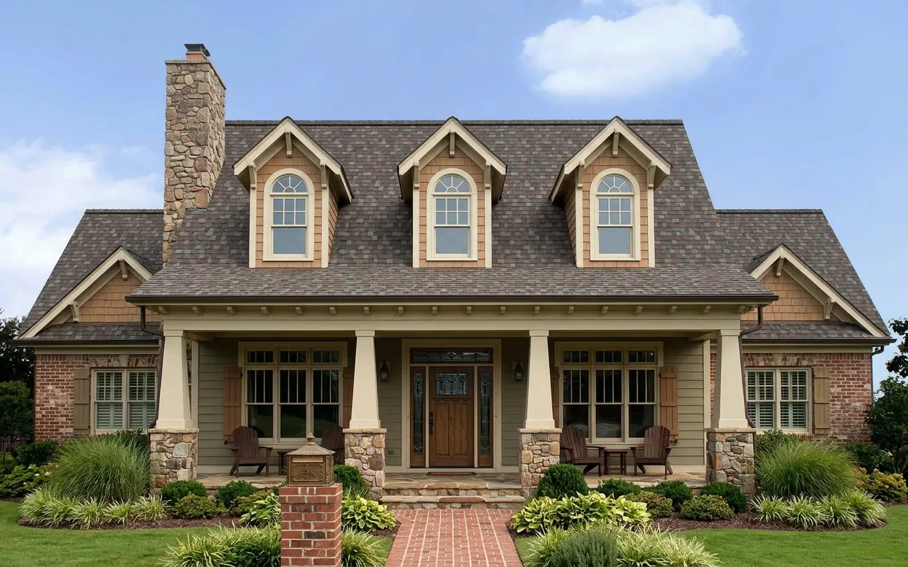 Craftsman home with Charcoal roof -- Owens Corning Duration Colonial Slate (front)