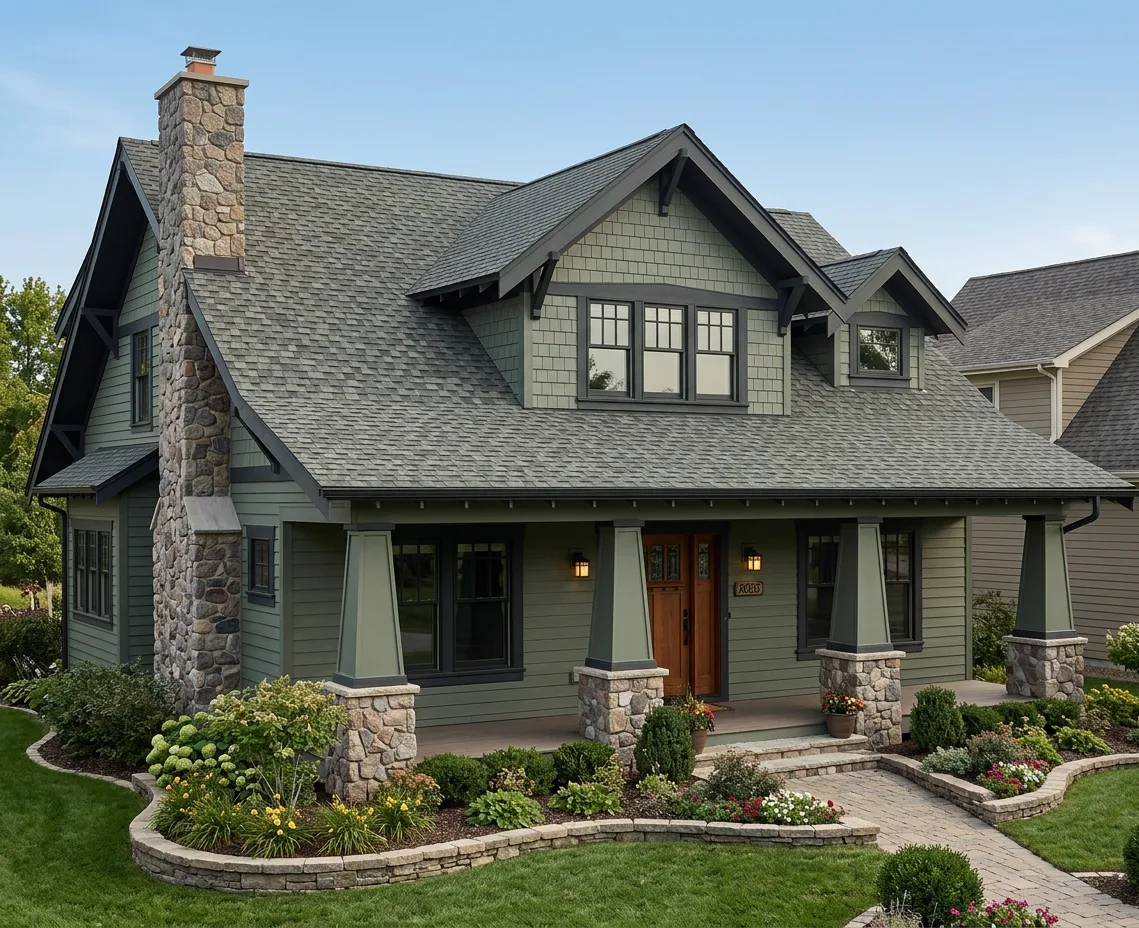 Craftsman home with Weathered Wood roof -- Atlas Pinnacle Pristine MAJESTIC SHAKE (left-34)