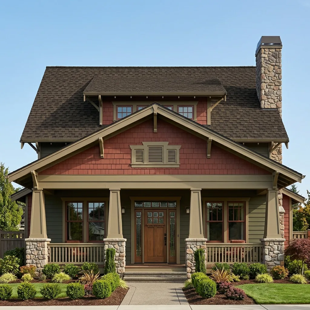 Craftsman home with Weathered Wood roof -- IKO Cambridge Driftwood (front)