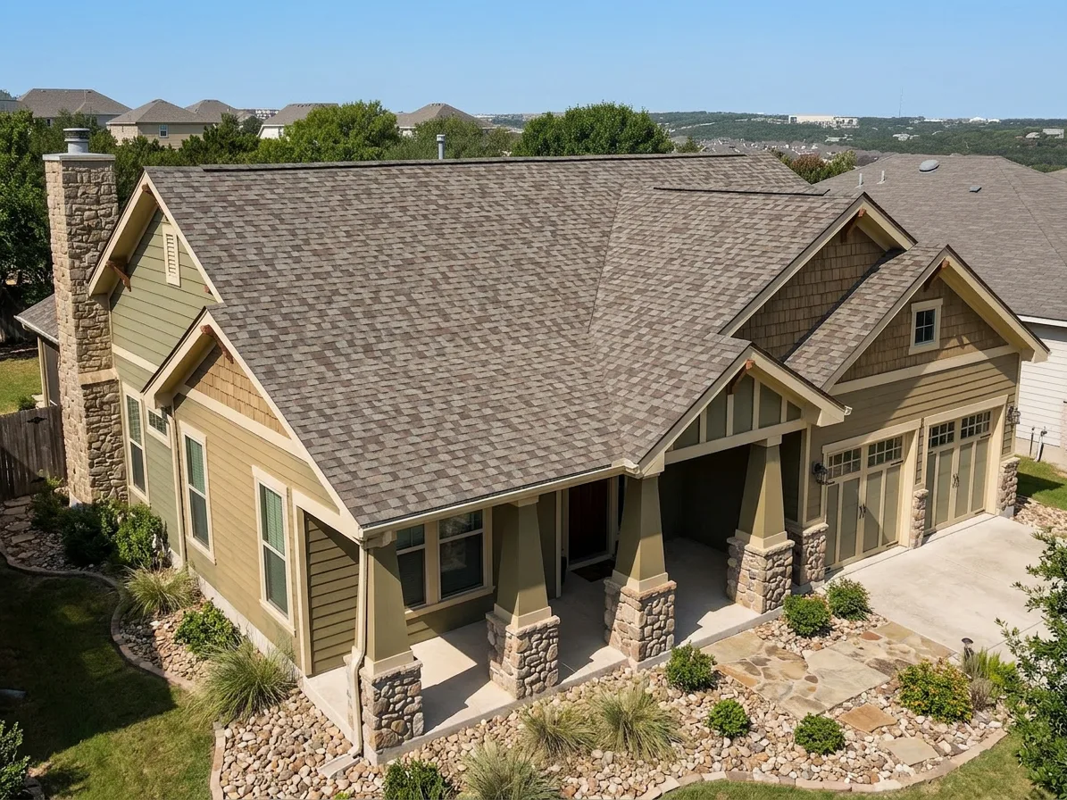 Craftsman home with Weathered Wood roof -- Owens Corning Duration Driftwood (left-34)