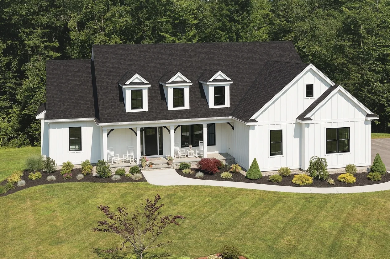 Modern Farmhouse home with Black roof -- IKO Cambridge Dual Black (left-34)