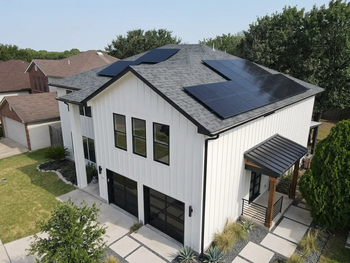 Modern Farmhouse home with Charcoal roof -- Owens Corning Duration Estate Gray (right-34)