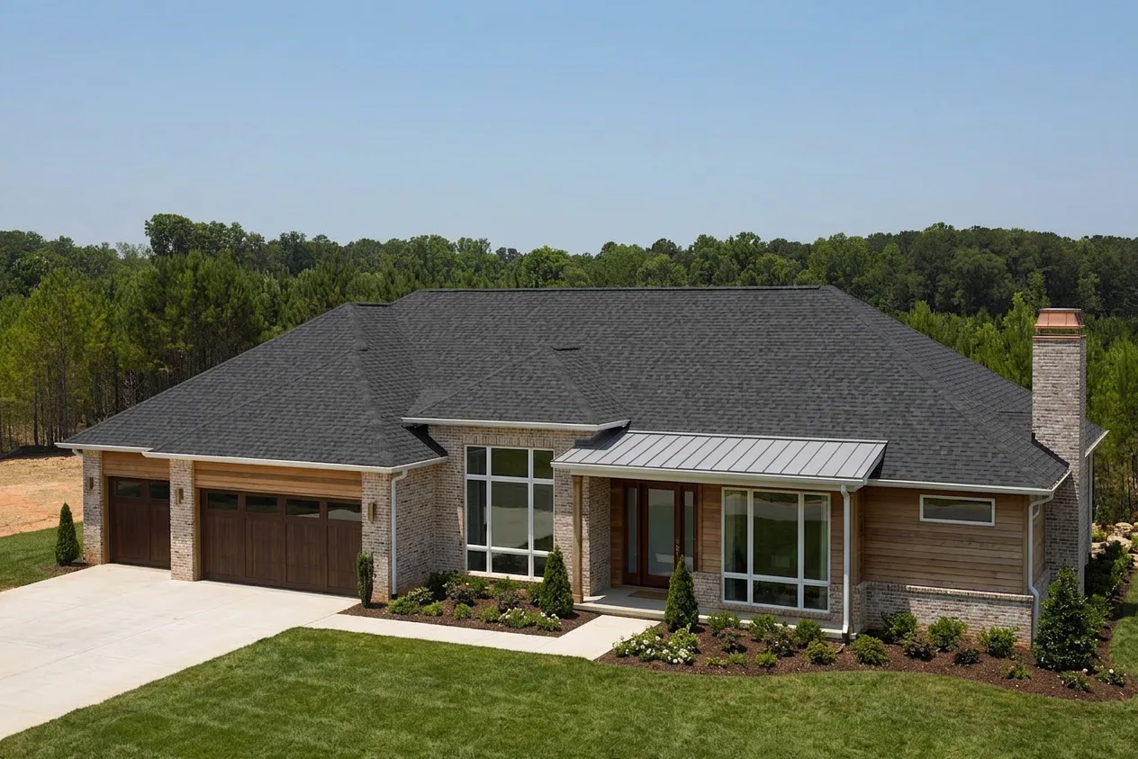 Ranch home with Black roof -- CertainTeed Landmark Pro Cinder Black (left-34)