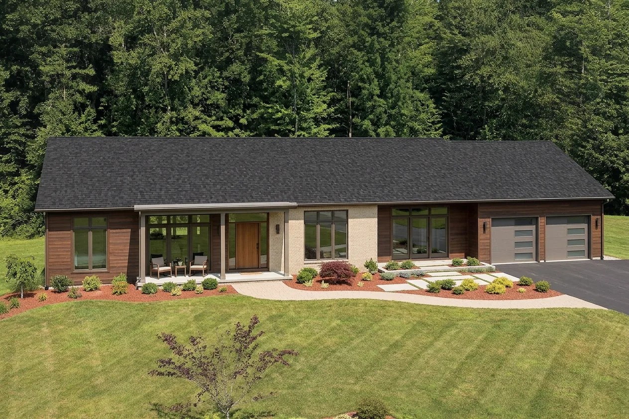Ranch home with Black roof -- IKO Cambridge Dual Black (front)