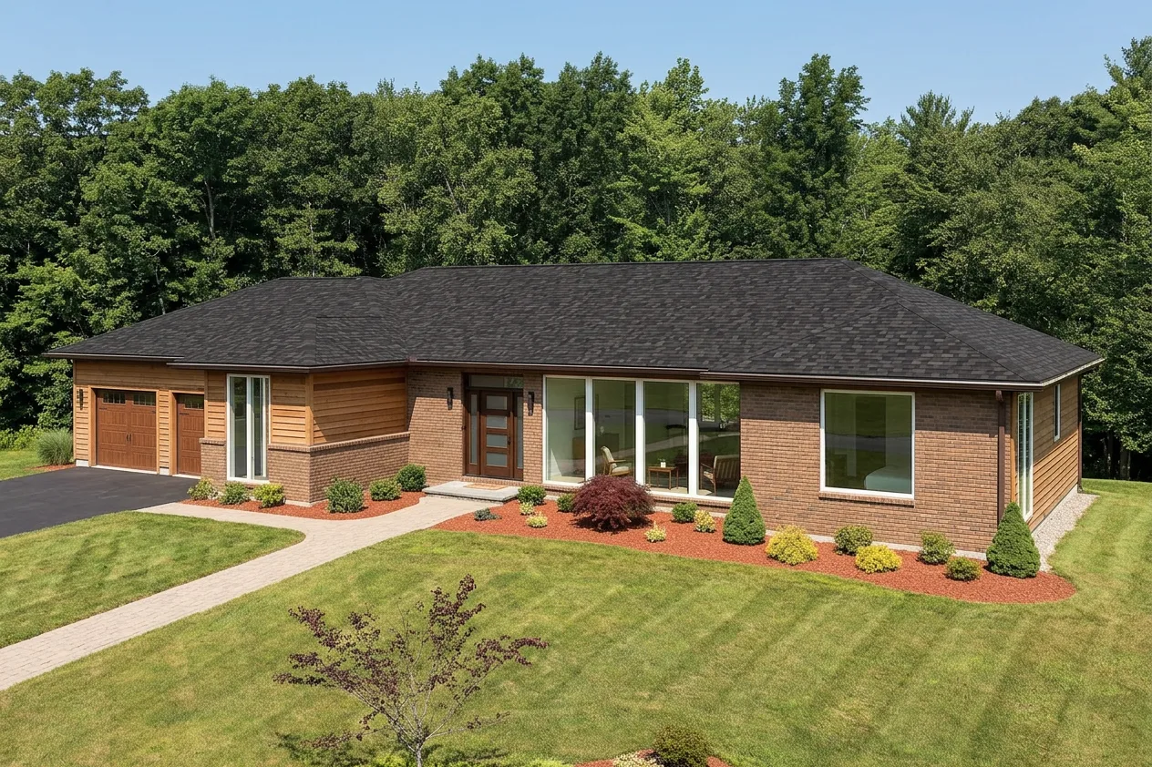 Ranch home with Black roof -- IKO Cambridge Dual Black (left-34)