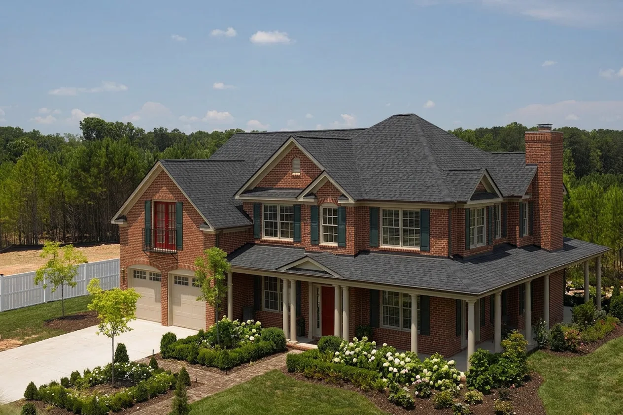 Traditional home with Black roof -- CertainTeed Landmark Pro Cinder Black (left-34)