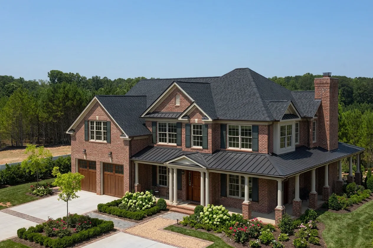 Traditional home with Black roof -- CertainTeed Landmark Pro Cinder Black (right-34)