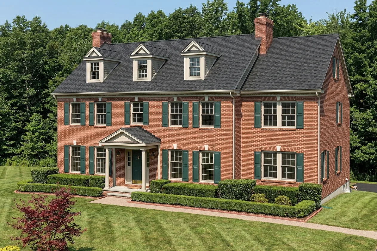 Traditional home with Black roof -- IKO Cambridge Dual Black (right-34)