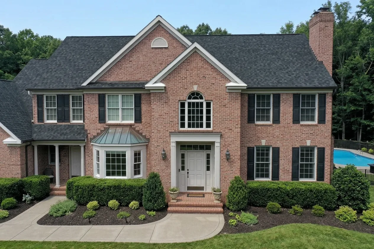Traditional home with Black roof -- IKO Dynasty Granite Black (front)
