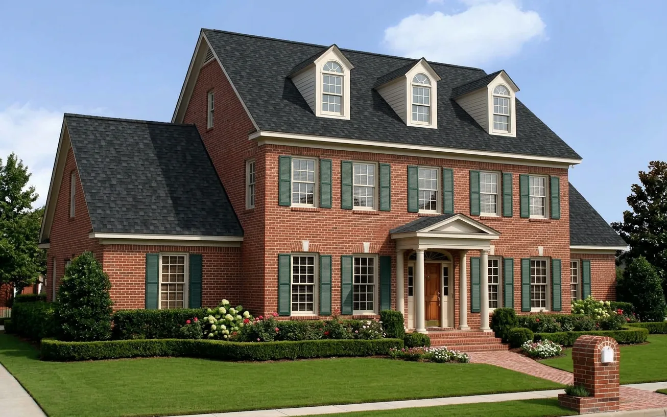 Traditional home with Black roof -- Owens Corning Duration Onyx Black (left-34)