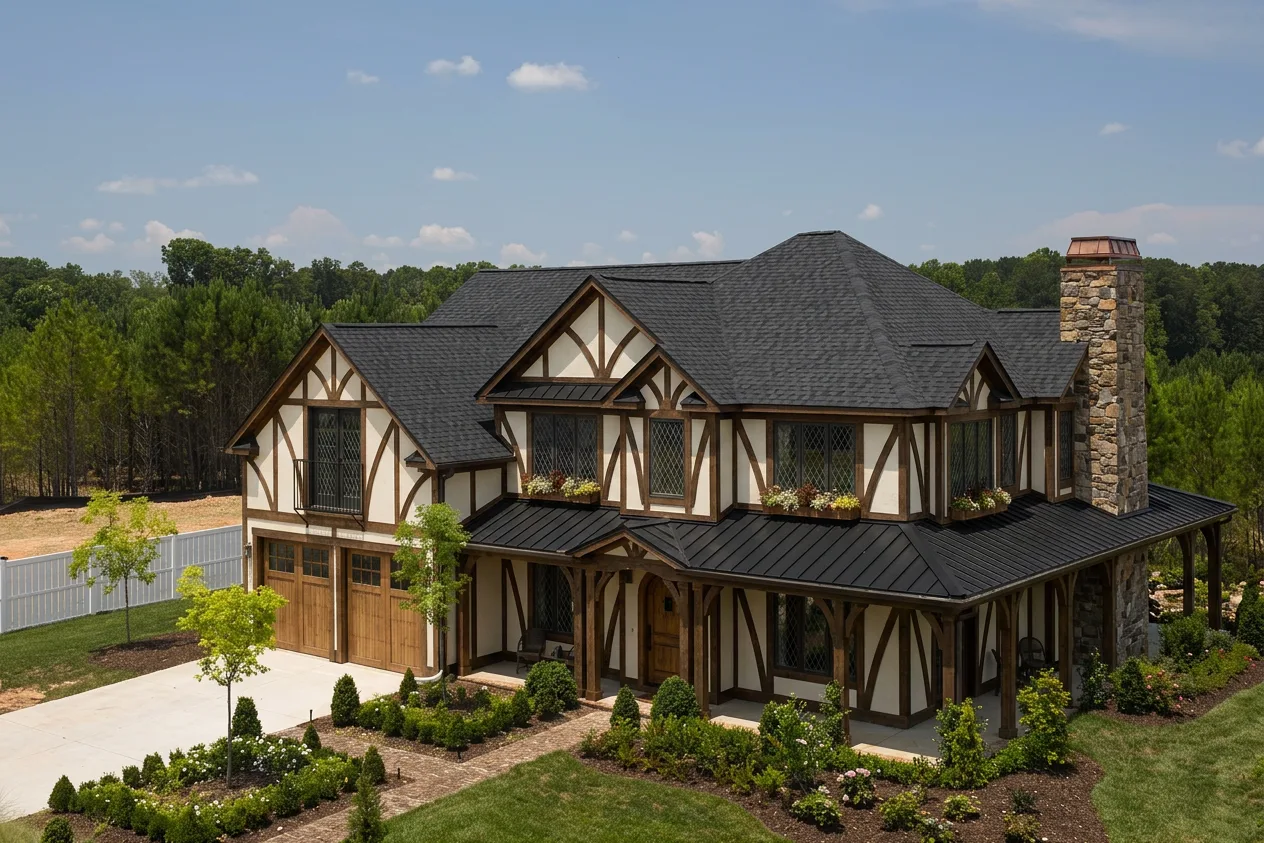 Tudor home with Black roof -- CertainTeed Landmark Pro Cinder Black (left-34)