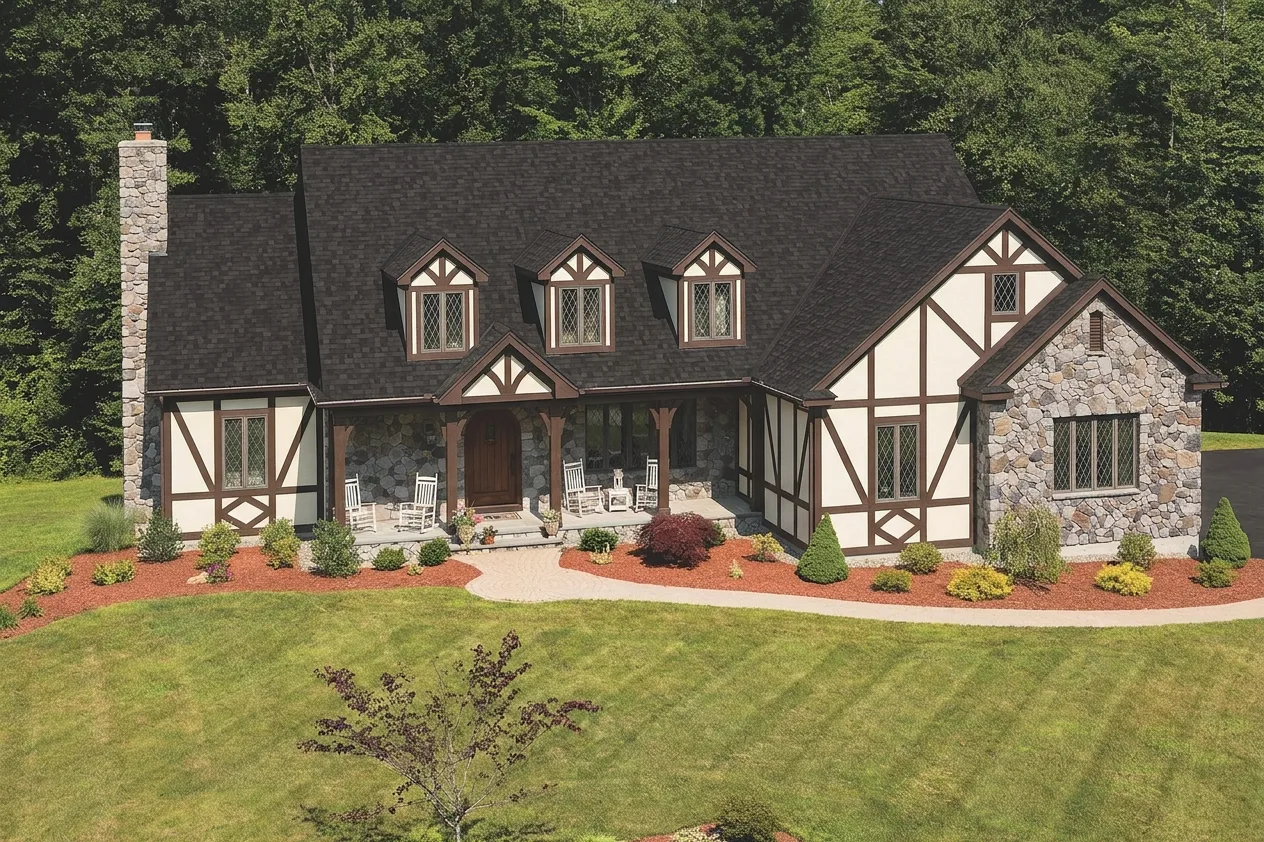 Tudor home with Black roof -- IKO Cambridge Dual Black (left-34)