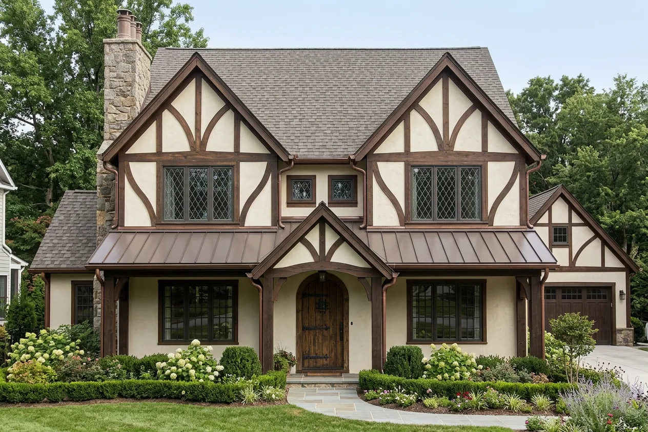 Tudor home with Charcoal roof -- CertainTeed Belmont Colonial Slate (front)