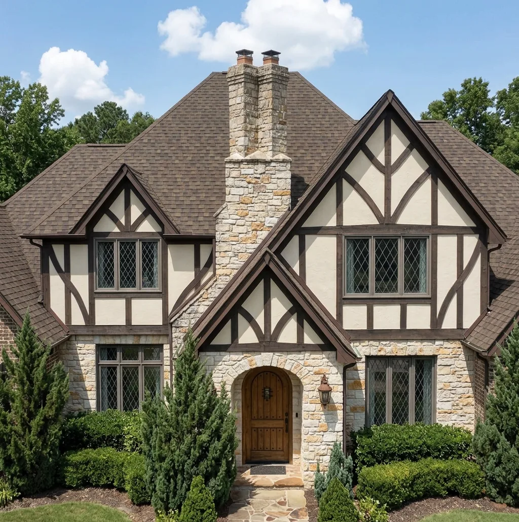 Tudor home with Charcoal roof -- IKO Dynasty Cornerstone WWD (front)