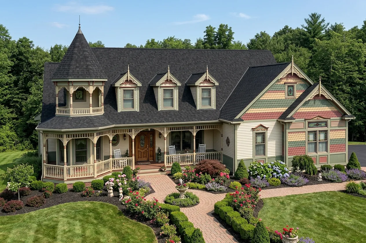 Victorian home with Black roof -- IKO Cambridge Dual Black (right-34)