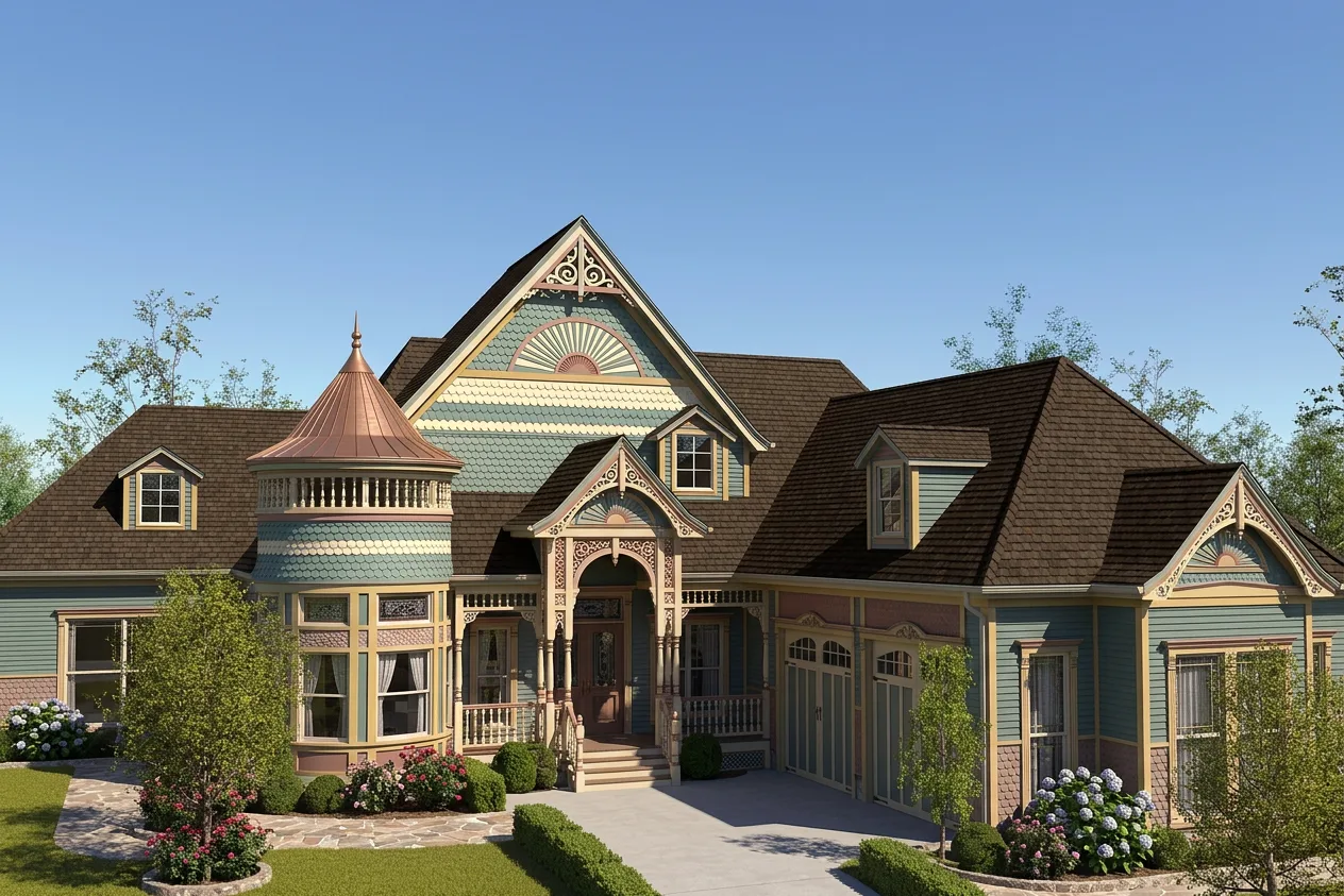 Victorian home with Brown roof -- CertainTeed Grand Manor Chestnut (right-34)