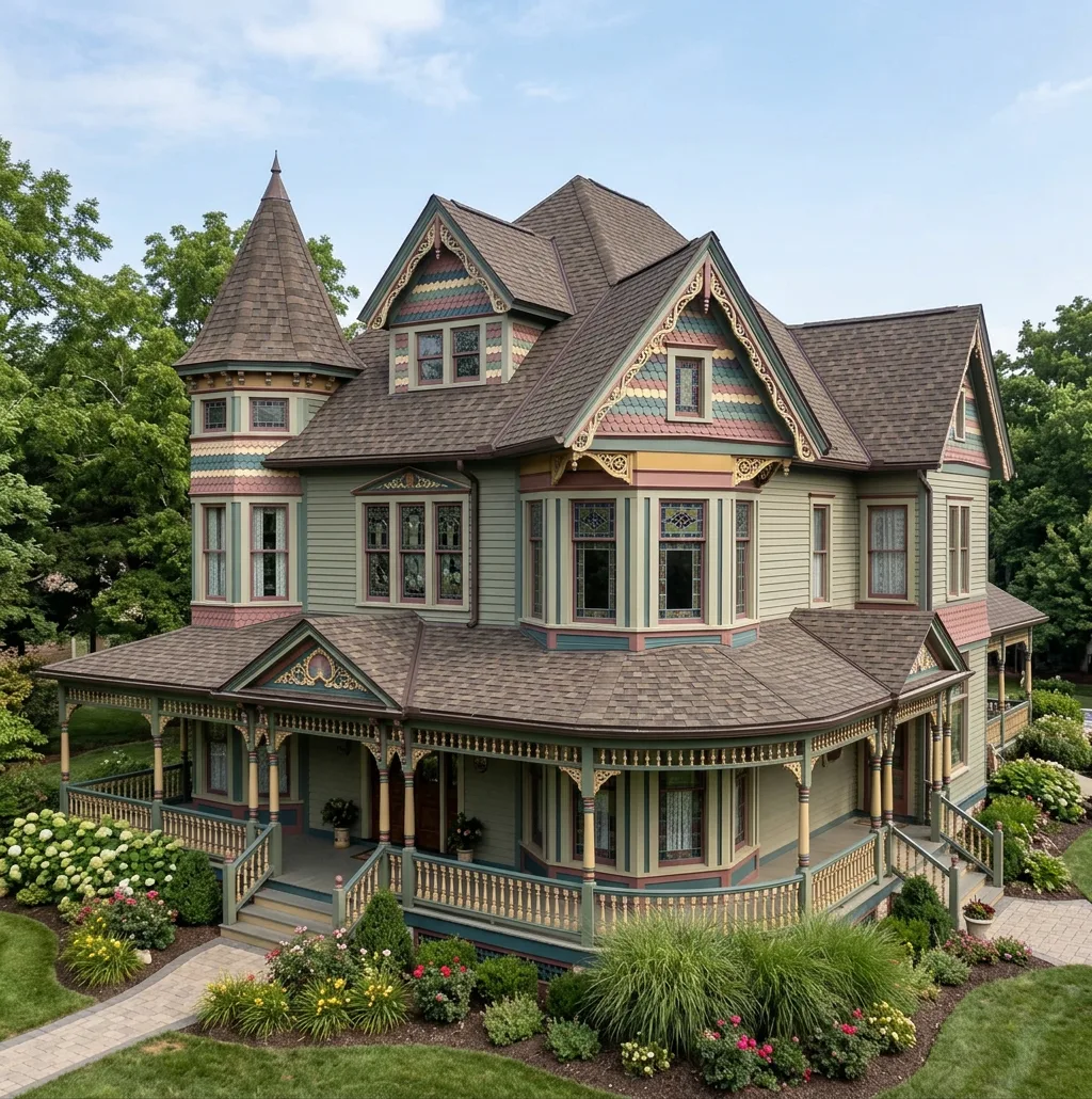 Victorian home with Charcoal roof -- IKO Dynasty Cornerstone WWD (left-34)