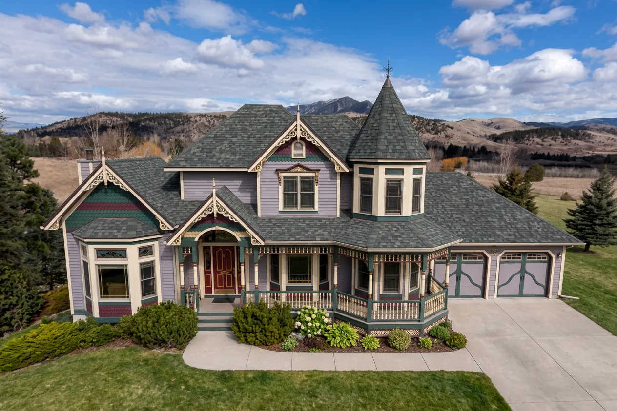Victorian home with Charcoal roof -- Malarkey Legacy Storm Grey (front)
