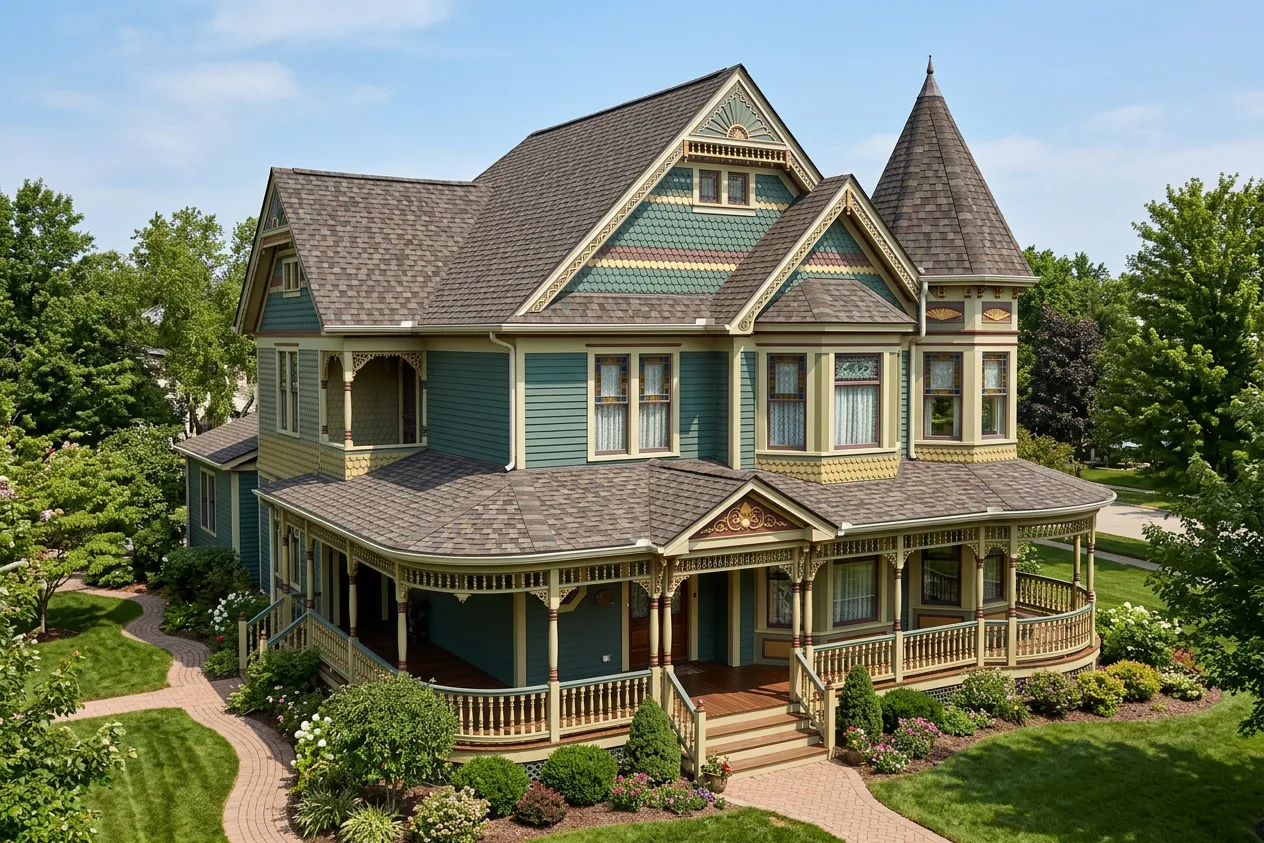 Victorian home with Weathered Wood roof -- CertainTeed Landmark Pro Max Def Driftwood (left-34)