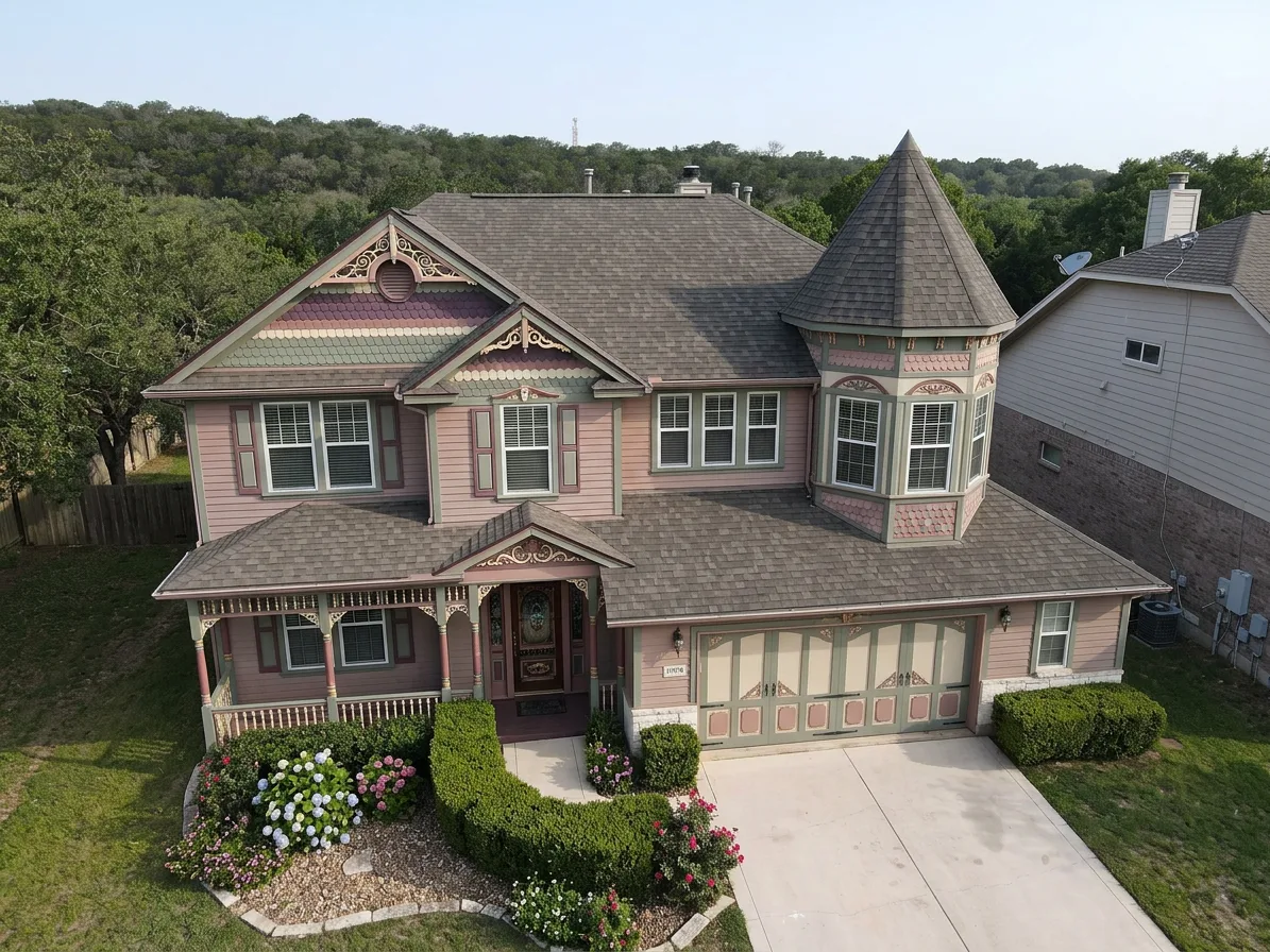 Victorian home with Weathered Wood roof -- Owens Corning Oakridge Driftwood (right-34)